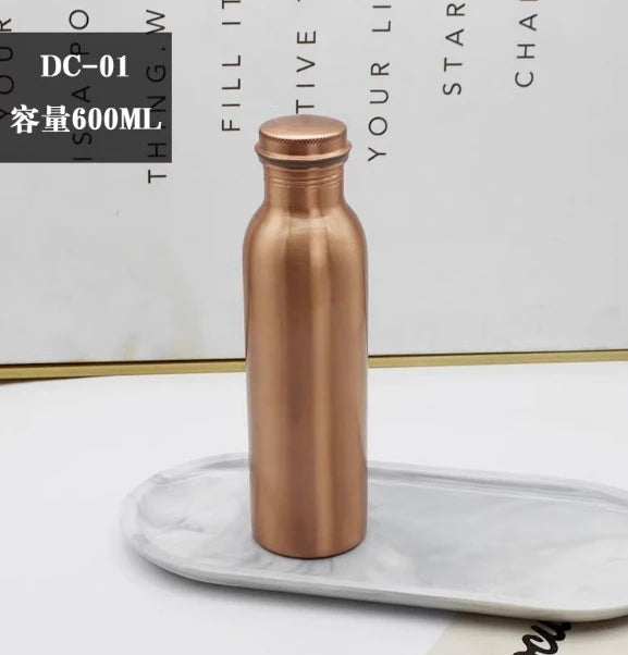 Botella de Agua de Cobre Hecha a Mano, Taza de Cobre Rojo, Recipiente para Beber Diario, para Yoga, Viajes y Actividades al Aire Libre, 100% Cobre Rojo Puro