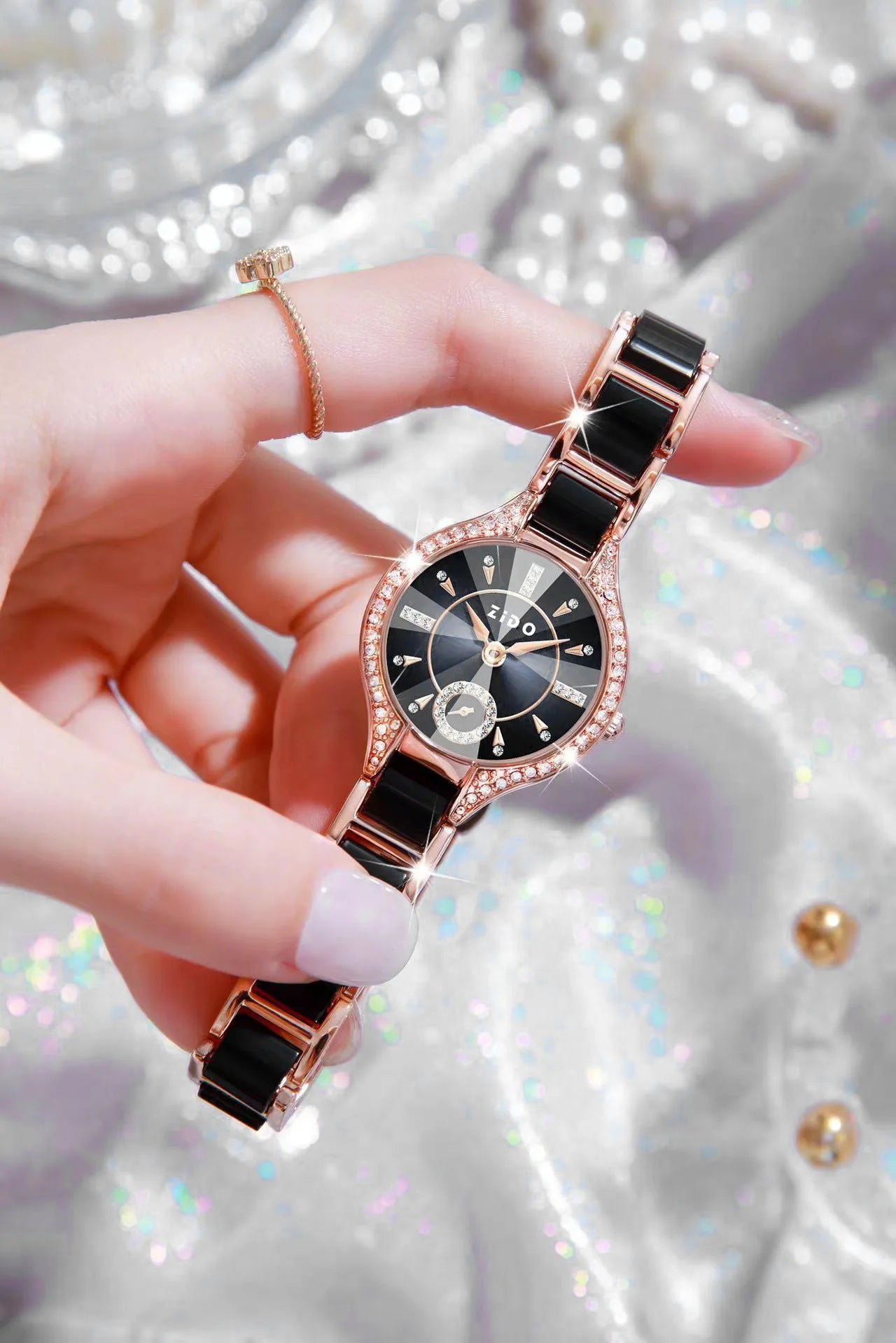 Reloj para Mujer, Marca de Lujo Retro, Resistente al Agua, con Incrustaciones de Diamantes, Acero Inoxidable de Alta Calidad, Reloj de Moda Femenino