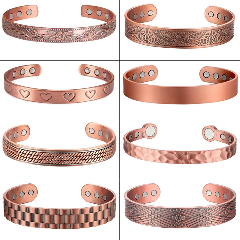 Pulsera magnética de cobre puro para hombres, imanes ajustables para artritis, brazalete para mujeres, terapia, brazaletes de energía para la salud, triangulación de envíos/al por mayor