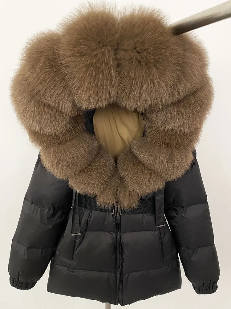 OFTBUY 2025 new women's winter clothing, white duck down coat, natural fox fur hooded jacket, fashionable warm padded jacket for women