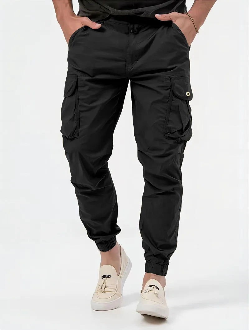Pantalones Cargo para hombre, pantalón largo, cintura alta, Simple, con cremallera, empalme, rectos, informales, bolsillos regulares, liso, Otoño Invierno 2024