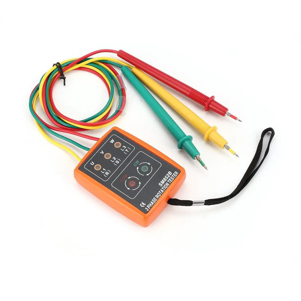 Probador de rotación de 3 fases SM852B, Detector de indicador de fase Digital, herramientas de prueba de voltaje de medidor de secuencia de fase de zumbador LED