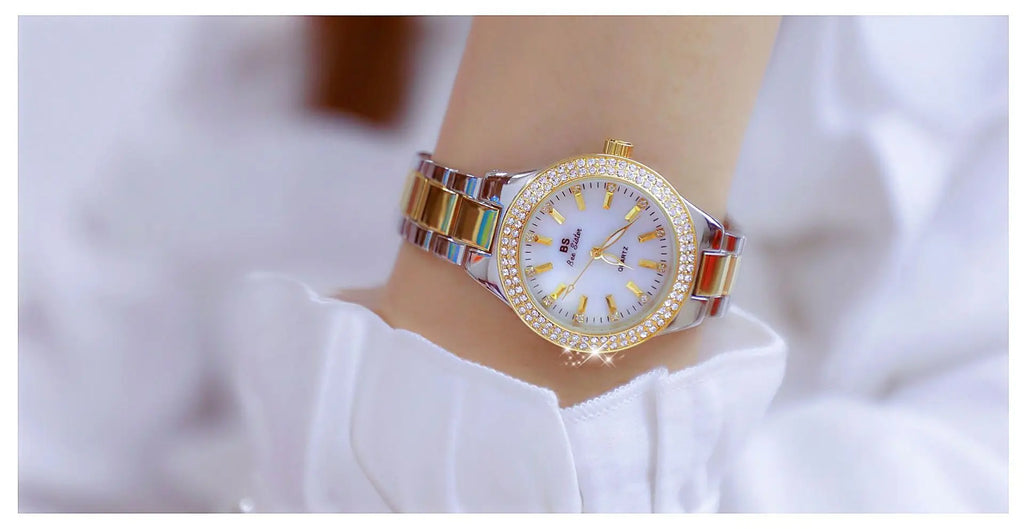 Reloj BS para mujer Beimu Face clásico ligero marca de lujo temperamento pulsera de Metal resistente al agua relojes de cuarzo de moda para mujer