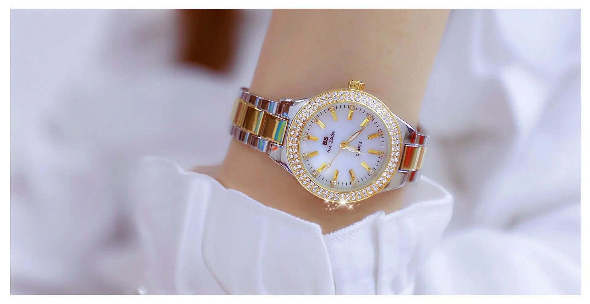 Reloj BS para mujer Beimu Face clásico ligero marca de lujo temperamento pulsera de Metal resistente al agua relojes de cuarzo de moda para mujer