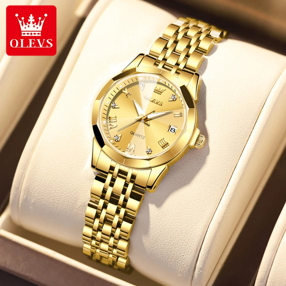 Reloj de Pulsera OLEVS 9931 para Mujer, Elegante, de Primera Marca, con Espejo en Forma de Rombo, Cuarzo Original, Diamantes, Acero Inoxidable, a la Moda, Resistente al Agua