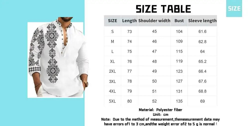 2025 Camisa de hombre de 15 colores Tribe Pattern Printing Retro Geometría Leads Outdoor Street Camisa de manga larga Tamaño súper grande S-5XL