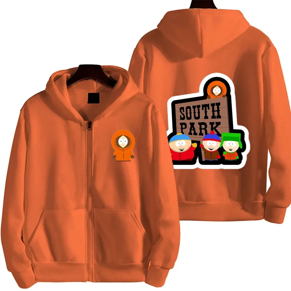 2025 nueva moda South Park dibujos animados Anime hombres Sudadera con capucha Otoño/Invierno mujeres cremallera sudadera pareja abrigo