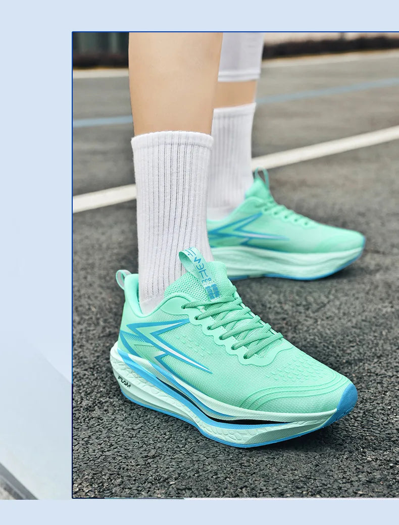 Zapatillas para correr especialidad maratón hombres deportes transpirables ligeros tablero de carbono mujeres cómodas zapatillas deportivas antideslizantes