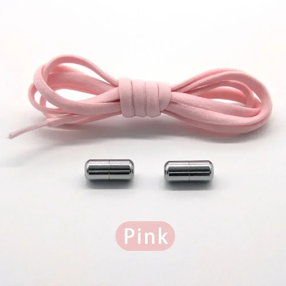 Cordones elásticos sin atar, cordones semicirculares para zapatillas de deporte para niños y adultos, cordones de bloqueo de Metal para perezosos rápidos, cuerdas para zapatos