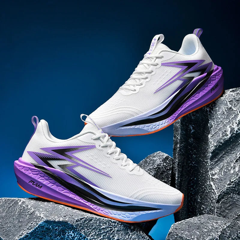 Zapatillas para correr especialidad maratón hombres deportes transpirables ligeros tablero de carbono mujeres cómodas zapatillas deportivas antideslizantes