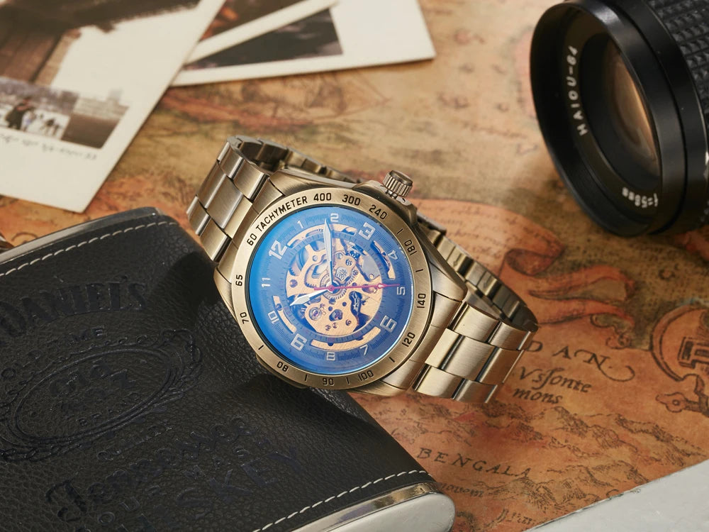 Relojes mecánicos automáticos para hombre, reloj de pulsera con esqueleto de Tourbillon, luminoso, de lujo
