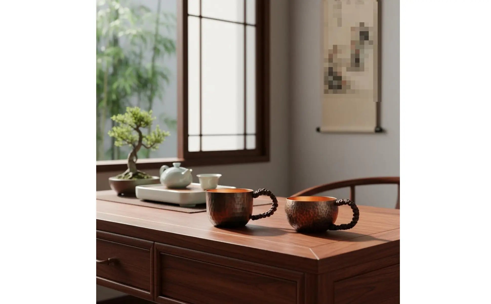 Recipiente para Bebidas de Cobre Martillado, Diseño Chino, Tazón para Bebidas, Taza de Cobre Vintage, Vajilla para Oficina