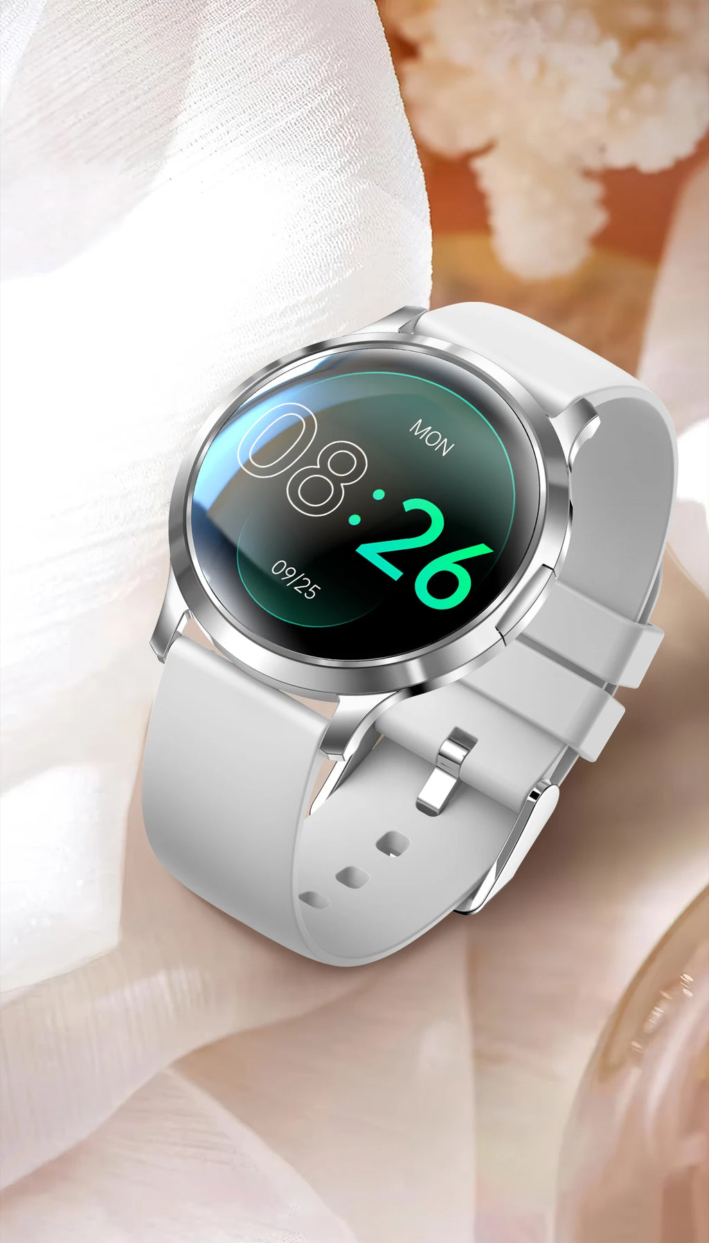 Nuevo reloj inteligente para mujer 1,32 "AMOLED pantalla completamente táctil Bluetooth llamada presión arterial IP68 impermeable NFC 7,3mm pulsera ultrafina