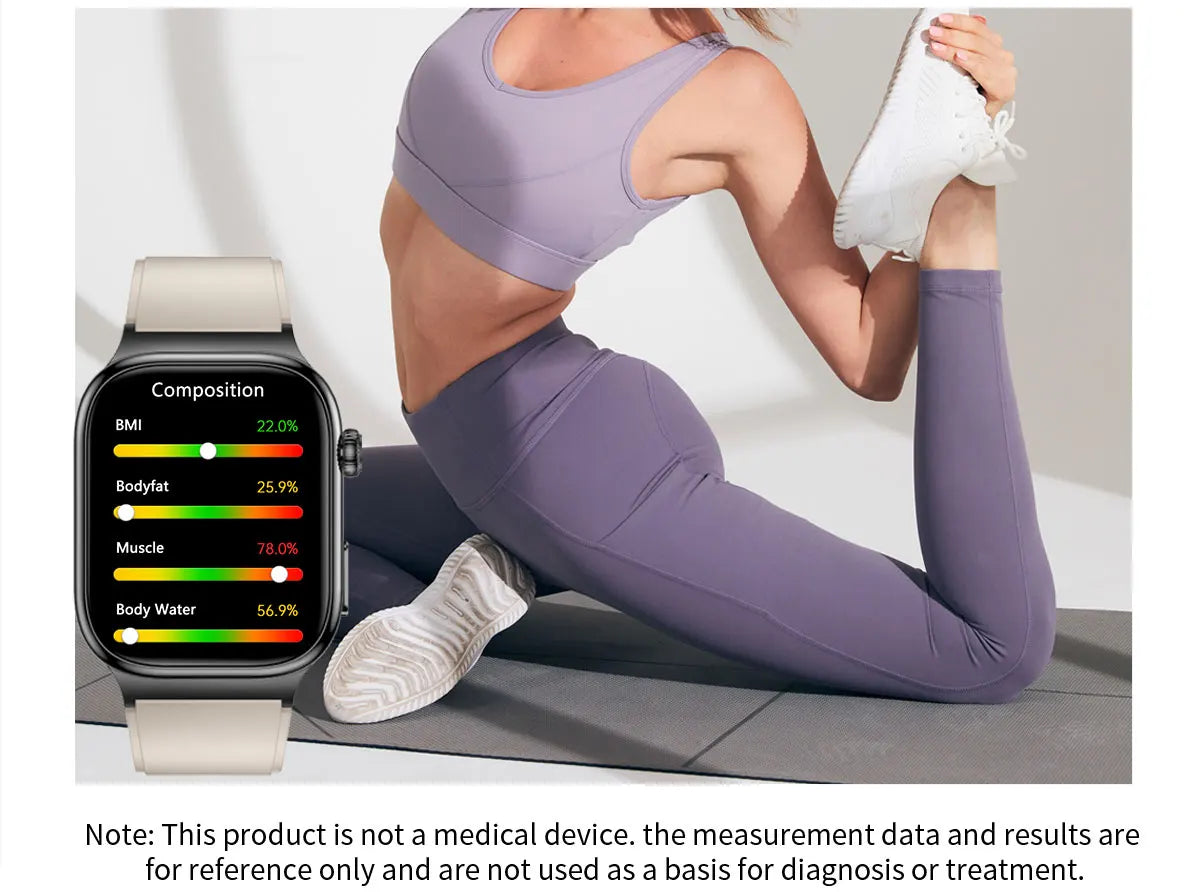 Nuevo Reloj Inteligente de Salud Nivel Hospitalario 2026 con Medición de Grasa Corporal, ECG, Oxígeno en Sangre, Presión Arterial, Pantalla AMOLED HD, Llamadas y Funciones Deportivas para Hombre