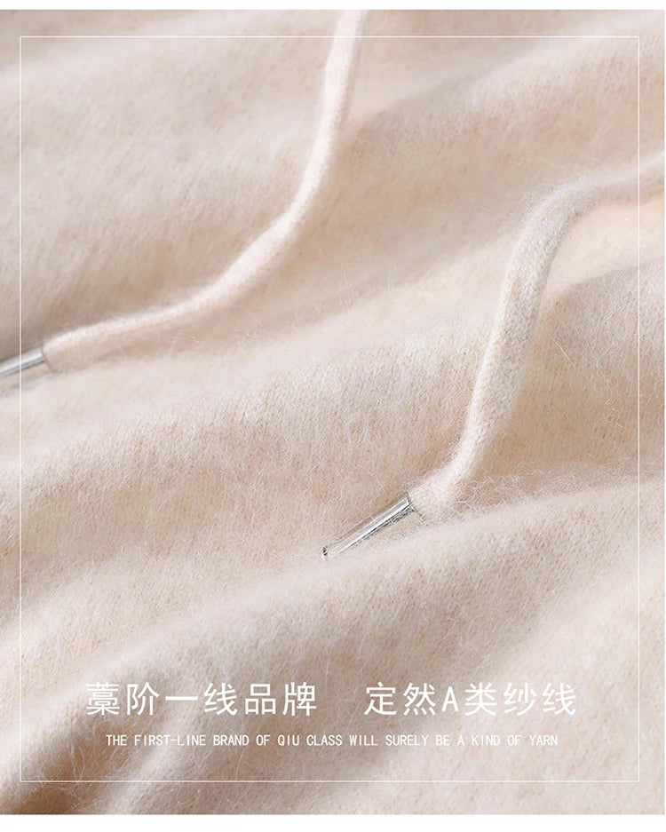 Jersey nuevo para hombre, suéter de cachemira de visón 100%, suéter informal de punto de negocios para otoño e invierno, suéter con capucha y cuello redondo para hombre, mangas completas