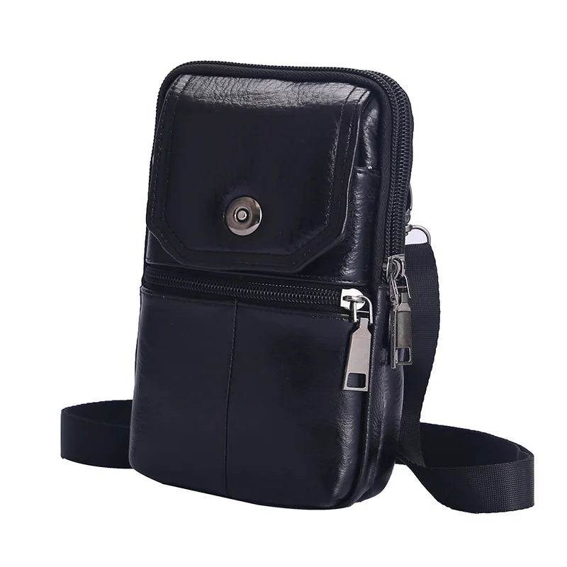 Bolso cruzado de cuero Vintage ligero para hombre, bolsa de mensajero pequeña para almacenamiento de teléfono y pasaporte, 1 ud.