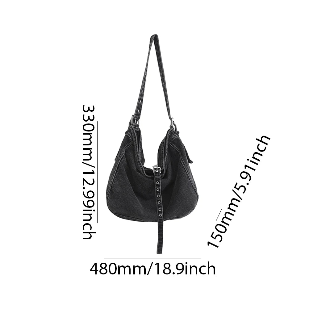 Bolso cruzado de mezclilla para mujer, bolso de hombro de gran capacidad, correa ajustable, bolso Vintage, bolsos de mensajero informales con múltiples bolsillos