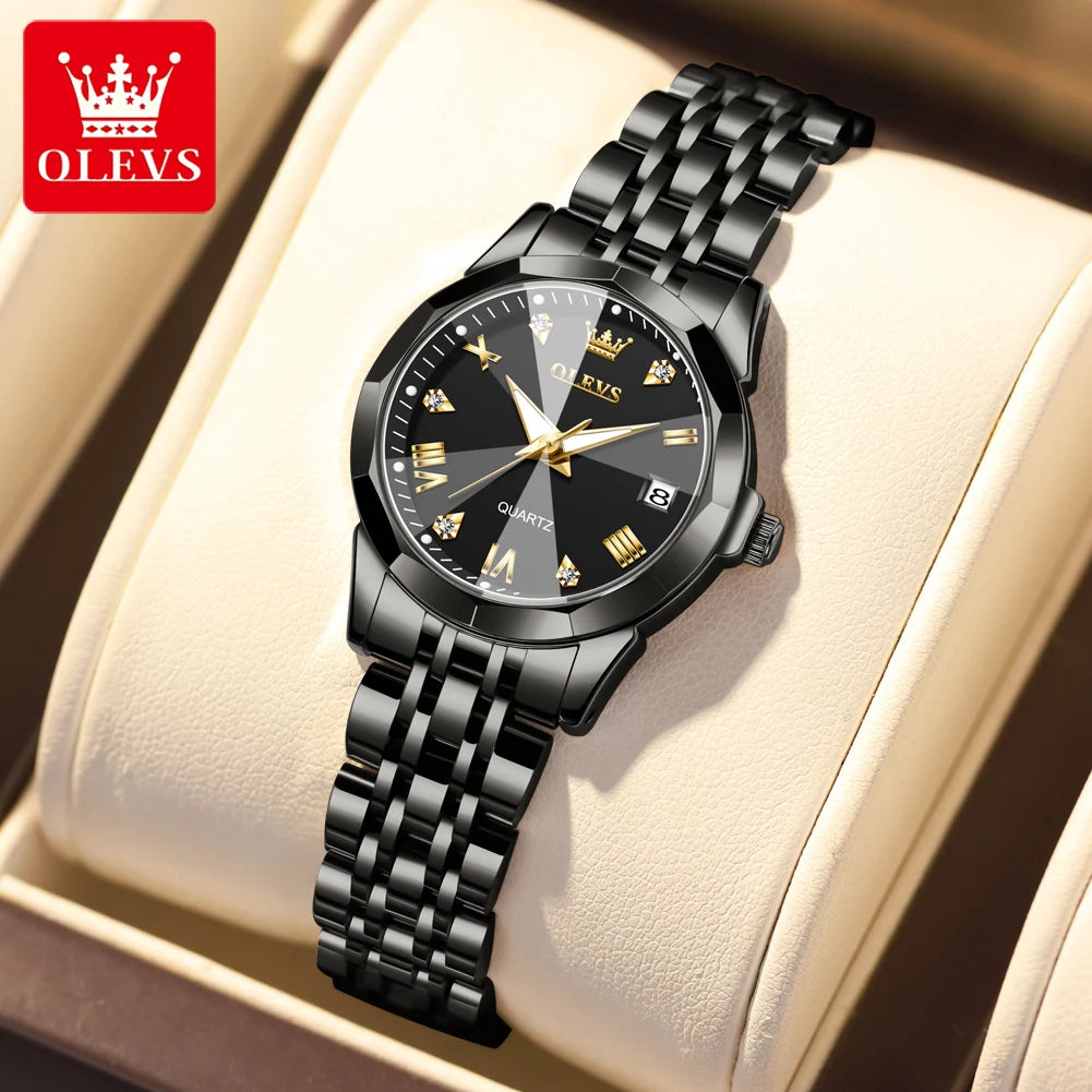Reloj de Pulsera OLEVS 9931 para Mujer, Elegante, de Primera Marca, con Espejo en Forma de Rombo, Cuarzo Original, Diamantes, Acero Inoxidable, a la Moda, Resistente al Agua