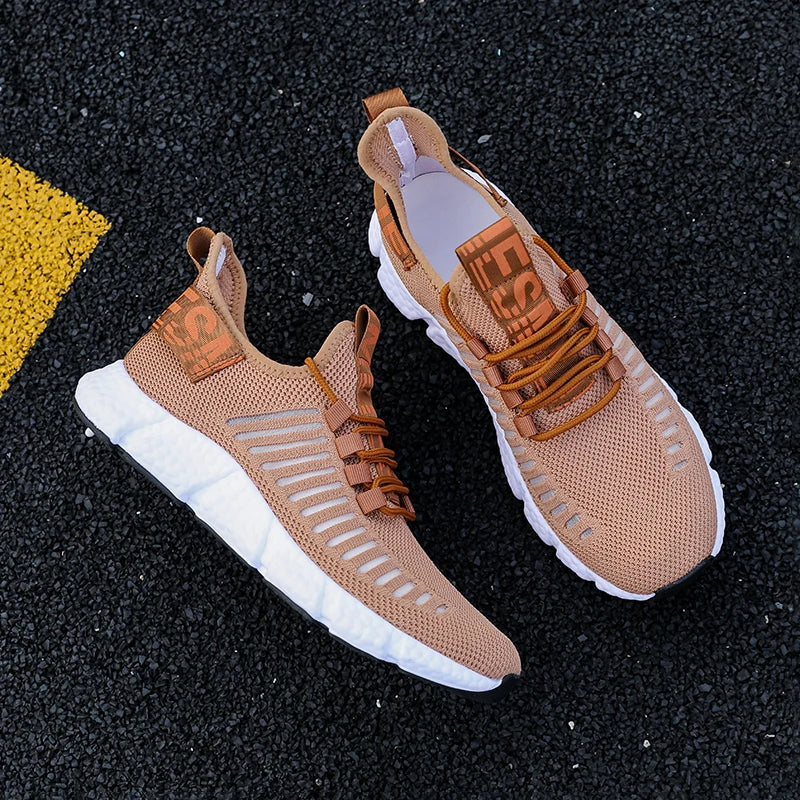 Zapatillas de tenis informales de malla para hombre, zapatos vulcanizados transpirables, suela suave, ligeros, al aire libre para senderismo, cómodos para correr, Verano