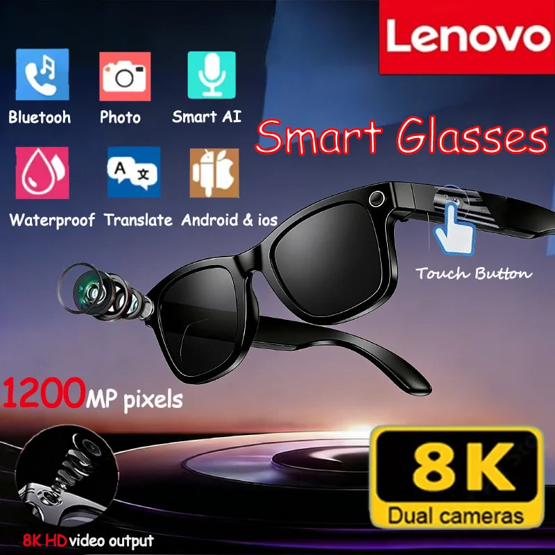 Lentes Inteligentes Lenovo con Cámara 8K, Asistente GPT, Bluetooth y Traducción en Tiempo Real