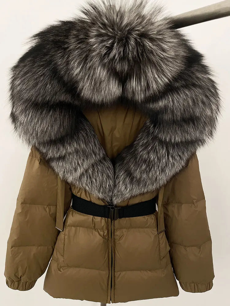 OFTBUY 2025 new women's winter clothing, white duck down coat, natural fox fur hooded jacket, fashionable warm padded jacket for women