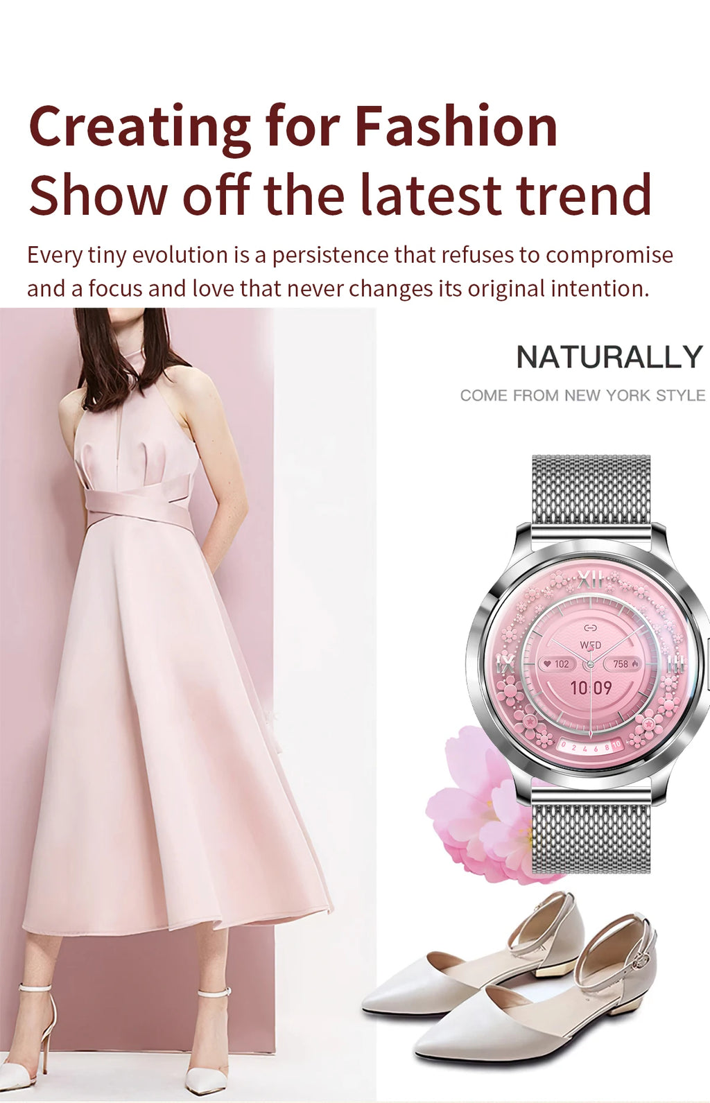 Nuevo reloj inteligente para mujer 1,32 "AMOLED pantalla completamente táctil Bluetooth llamada presión arterial IP68 impermeable NFC 7,3mm pulsera ultrafina