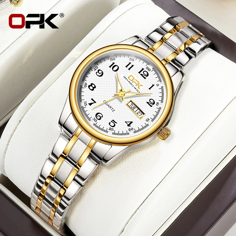 Reloj OPK 8110 para Mujer, Reloj de cuarzo resistente al agua, Reloj clásico de marca de lujo para Mujer, relojes con correa de acero inoxidable, Reloj para Mujer