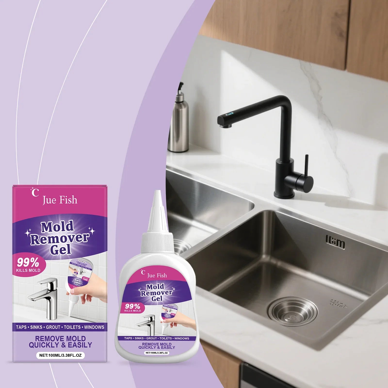 Gel Quitamanchas de Moho Activo – Baño, Cocina, Azulejos y Juntas, 100ml