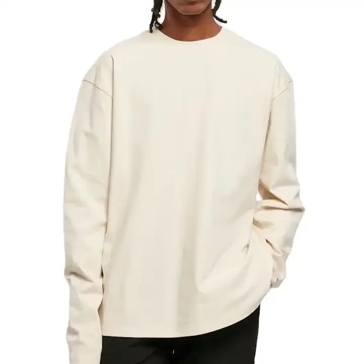 Camiseta de manga larga para hombre y mujer, camisa 100% de algodón de gran tamaño, Color puro, ropa de calle para invierno y otoño, 230GSM