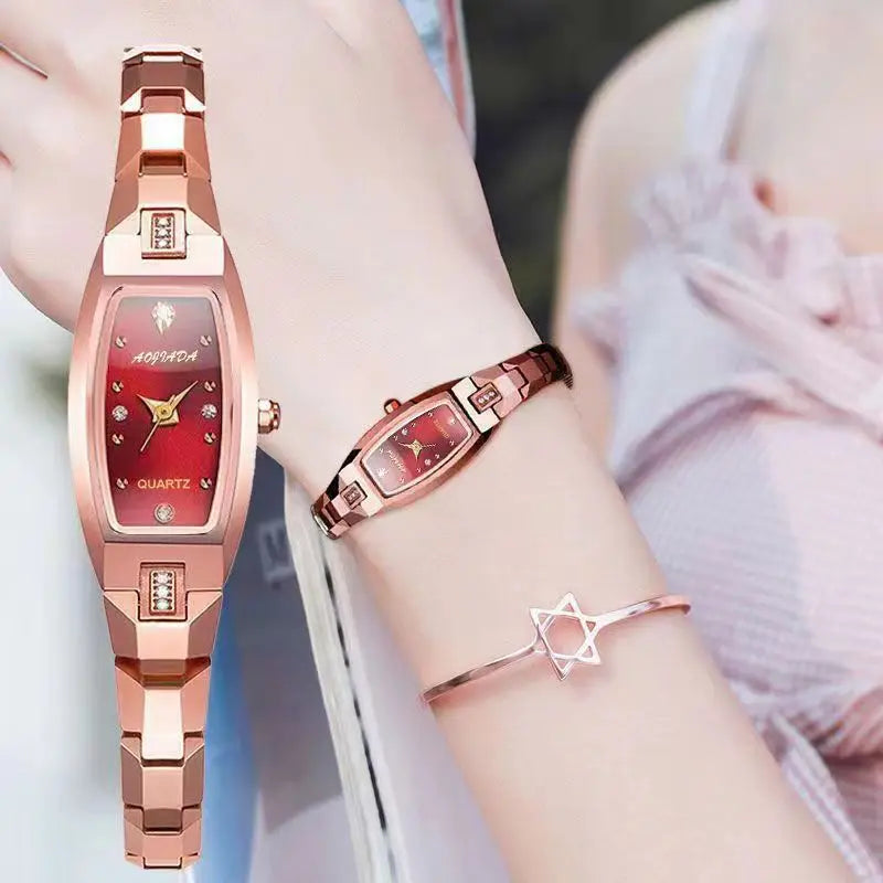 Reloj para Mujer, relojes de pulsera pequeños para Mujer, Reloj de pulsera de acero Vintage Retro dorado, relojes de pulsera de cuarzo negro, Reloj para Mujer
