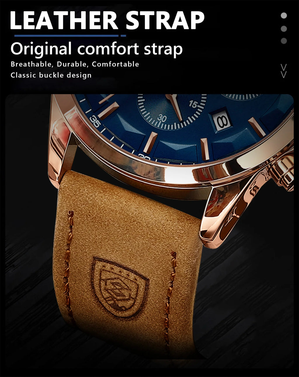 POEDAGAR, reloj deportivo de cuarzo de lujo para hombre, cronógrafo resistente al agua, reloj de pulsera luminoso con fecha para hombre, relojes de cuero de negocios para hombre