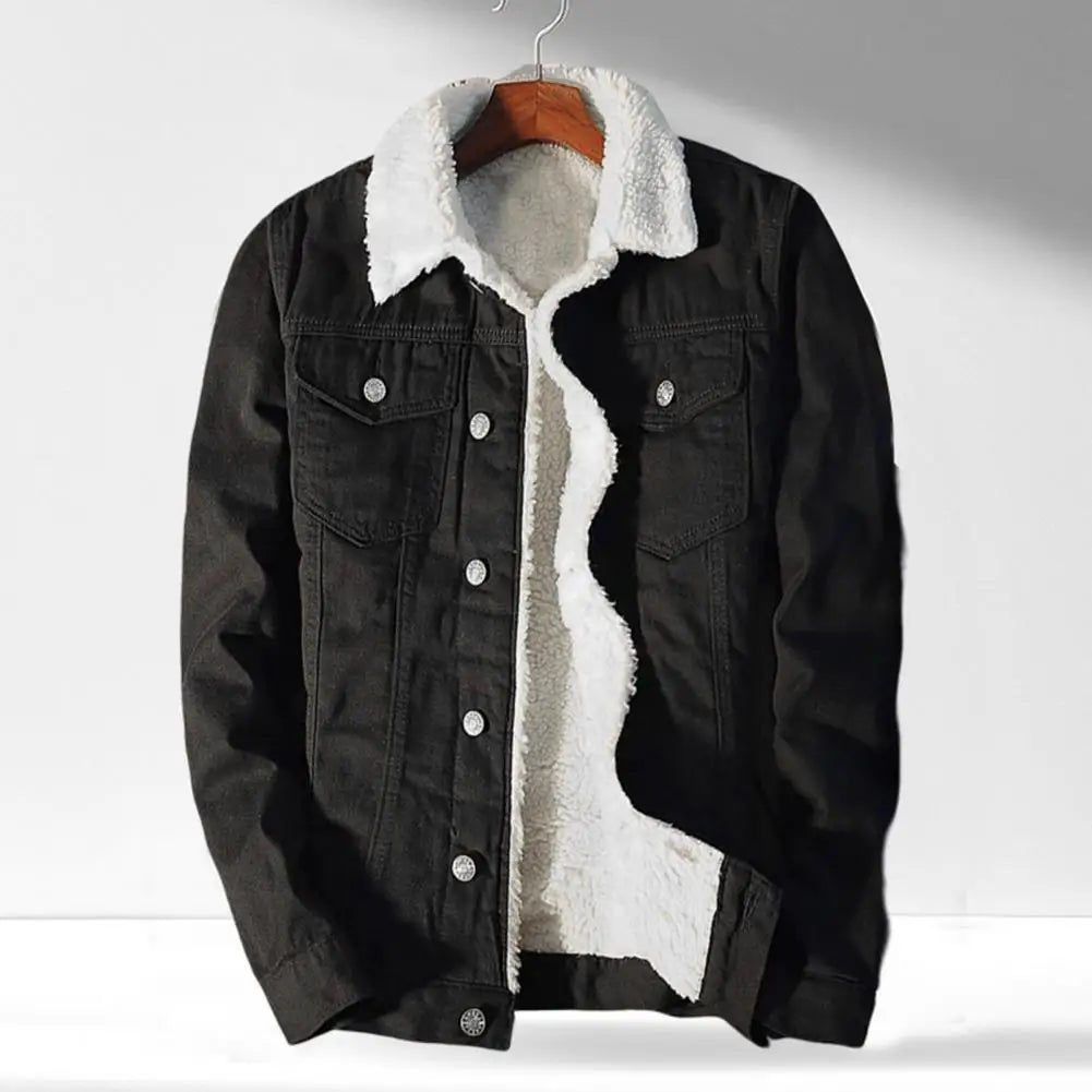 Chaqueta de mezclilla gruesa para hombre, abrigo de terciopelo, Parkas de piel, forro polar interior, invierno y otoño