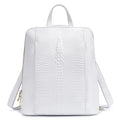 Mochila Zency de piel de cocodrilo para mujer, 100% genuina y natural, para viajes, trabajo, escuela, con compartimento para portátil, equipaje de mano