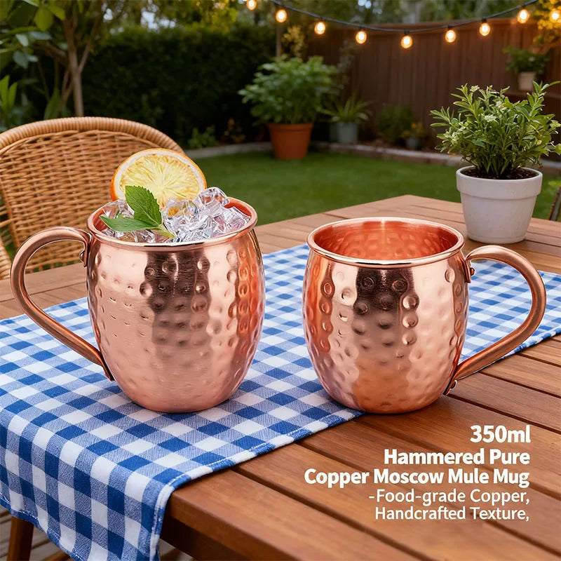 Taza Moscow Mule 100% Cobre, Tazas de Cerveza Duraderas de Cobre, Taza de Café de 350 ml, Taza de Leche, Taza de Bar de Cobre Puro, Artículos para Beber