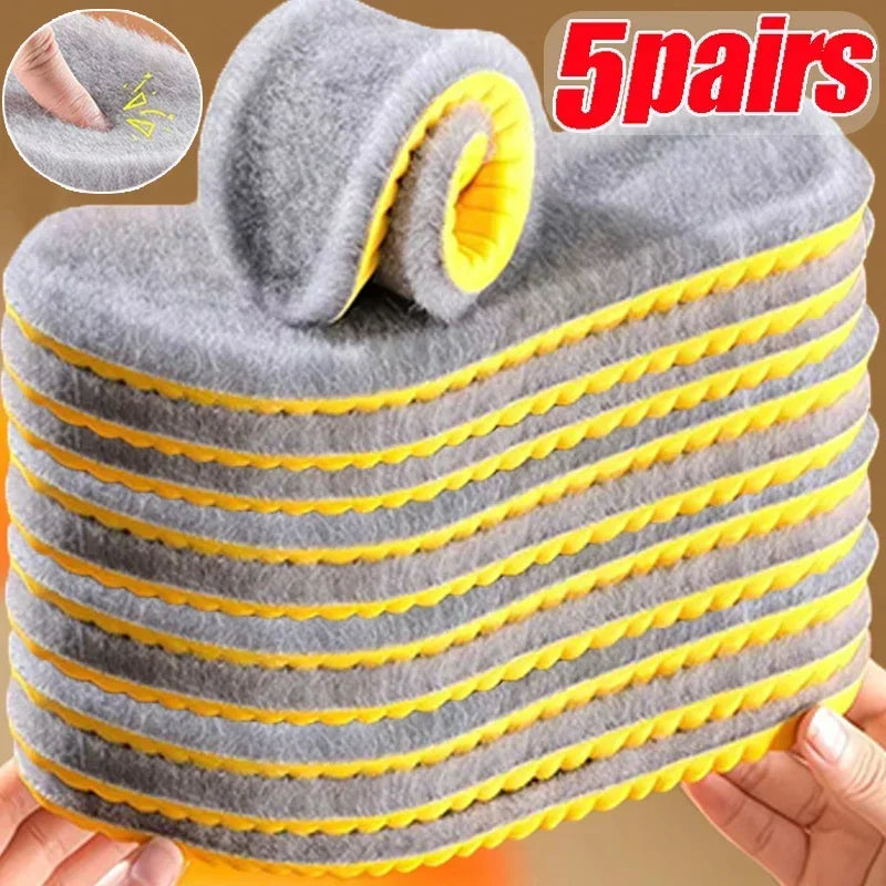 Nuevas plantillas cálidas de felpa para hombres y mujeres, gruesas con felpa, Ultra suaves, absorbentes del sudor, a prueba de olores, plantillas de invierno de algodón de cordero