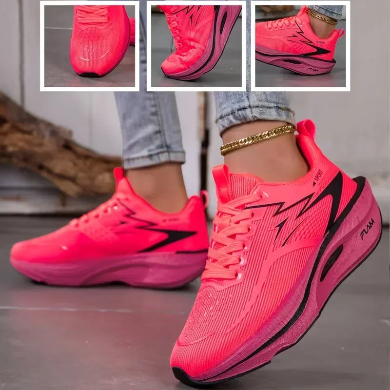 Zapatillas Deportivas para Mujer 2026, Transpirables, de Malla Tejida, Cómodas, Planas, con Cordones, Modernas, Casuales, para Correr al Aire Libre