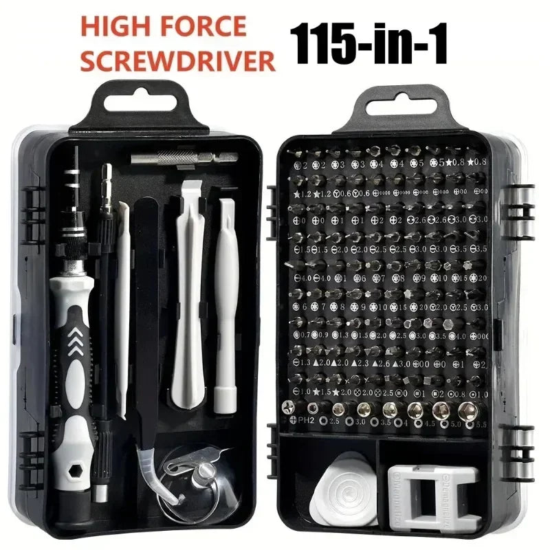 Juego de destornilladores electrónicos 115 en 1, herramientas de destornillador de precisión, destornillador de tuercas, herramientas de reparación magnética profesional, reparación de portátiles