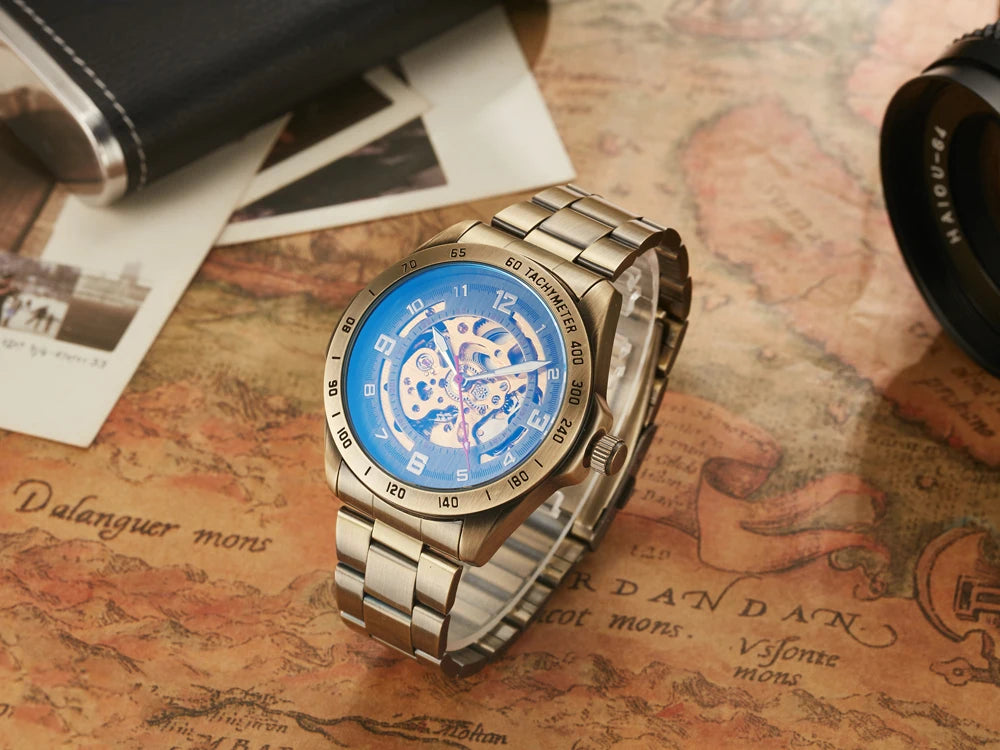Relojes mecánicos automáticos para hombre, reloj de pulsera con esqueleto de Tourbillon, luminoso, de lujo