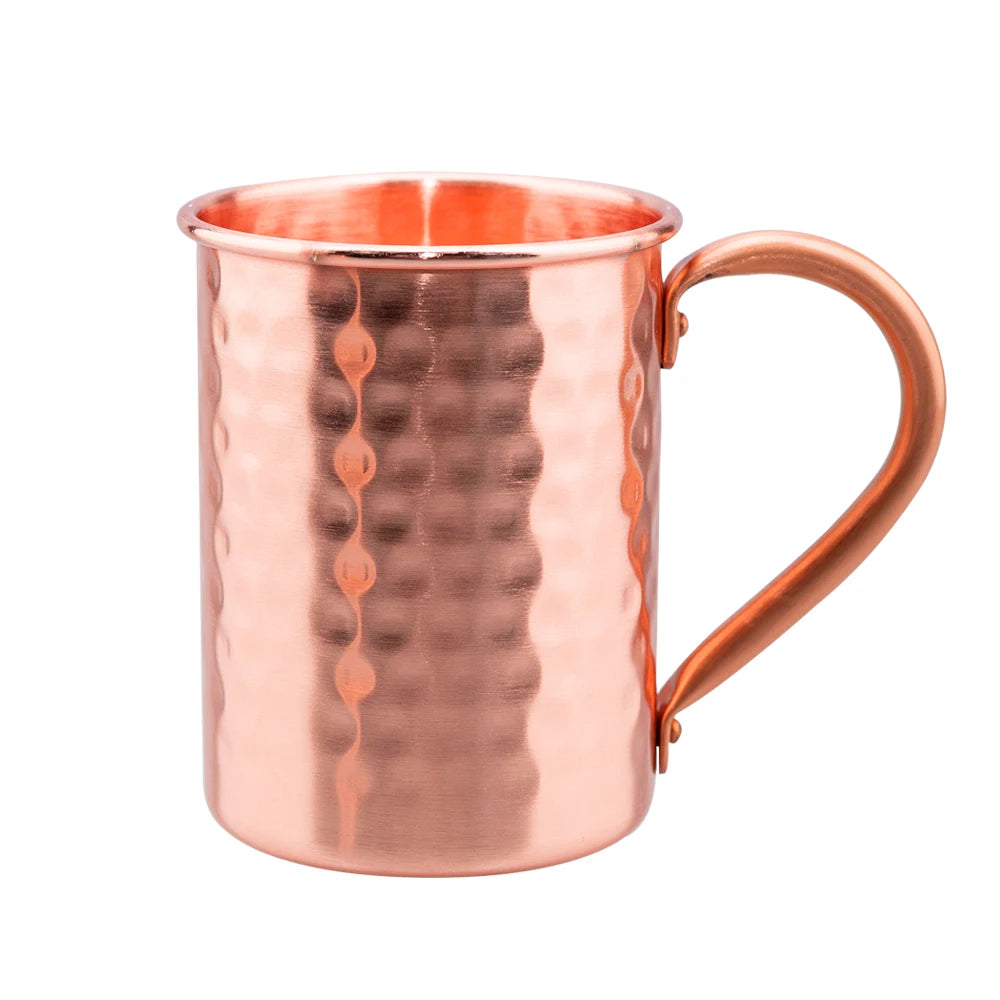 Taza de cobre puro Vintage de 400ml, textura de martillo engrosada, taza de café con leche para desayuno de cobre 100%, vaso de té hecho a mano