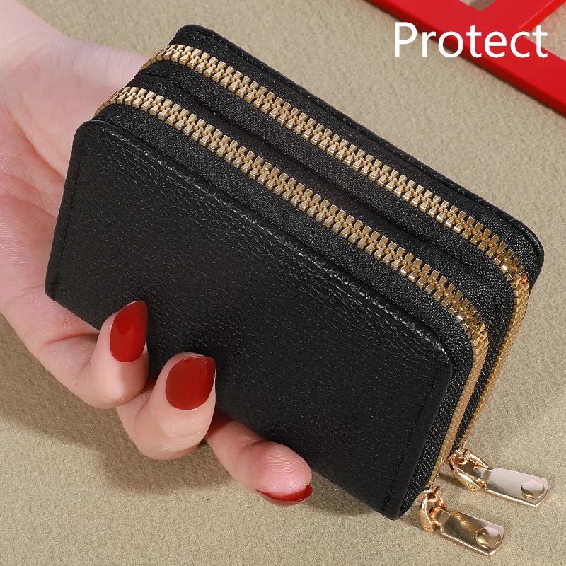 Cartera corta con cierre transparente para mujer Patrón de lichi Monaiea-cartera con múltiples ranuras para tarjetas, gran capacidad, a la moda