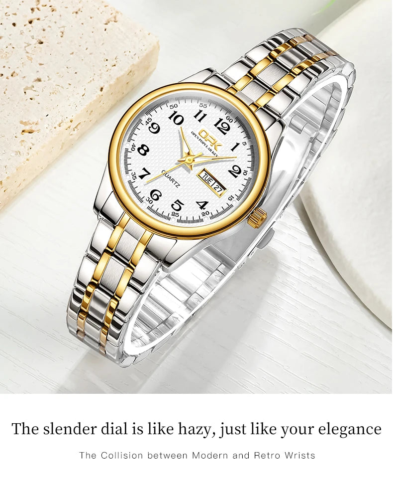 Reloj OPK 8110 para Mujer, Reloj de cuarzo resistente al agua, Reloj clásico de marca de lujo para Mujer, relojes con correa de acero inoxidable, Reloj para Mujer