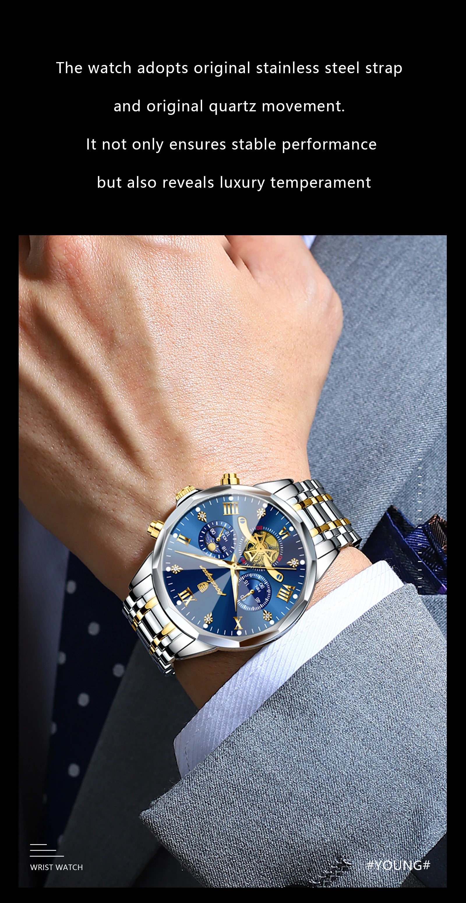 Reloj POEDAGAR de lujo para hombre, Reloj de pulsera Original resistente al agua con cronógrafo luminoso para hombre, relojes de cuarzo de acero inoxidable para hombre