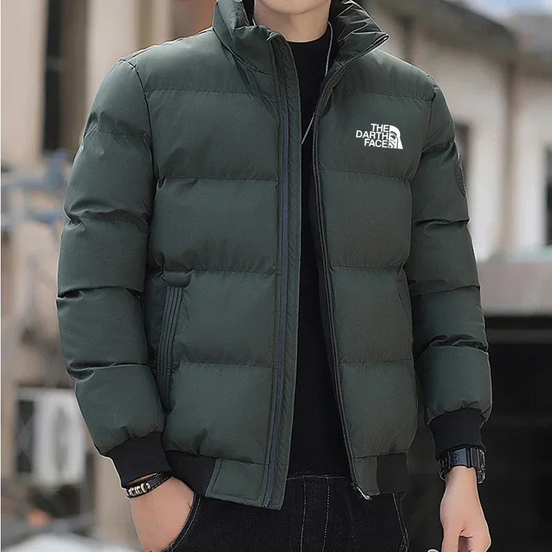 Men's Winter Jacket 2026, High Collar, Fashionable, Windproof, Warm, Cotton Padded, Casual Outdoor, Zipper Closure, Short Parka