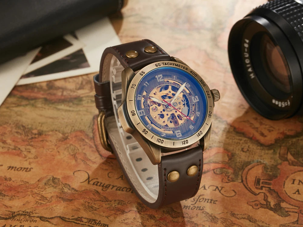 Relojes mecánicos automáticos para hombre, reloj de pulsera con esqueleto de Tourbillon, luminoso, de lujo