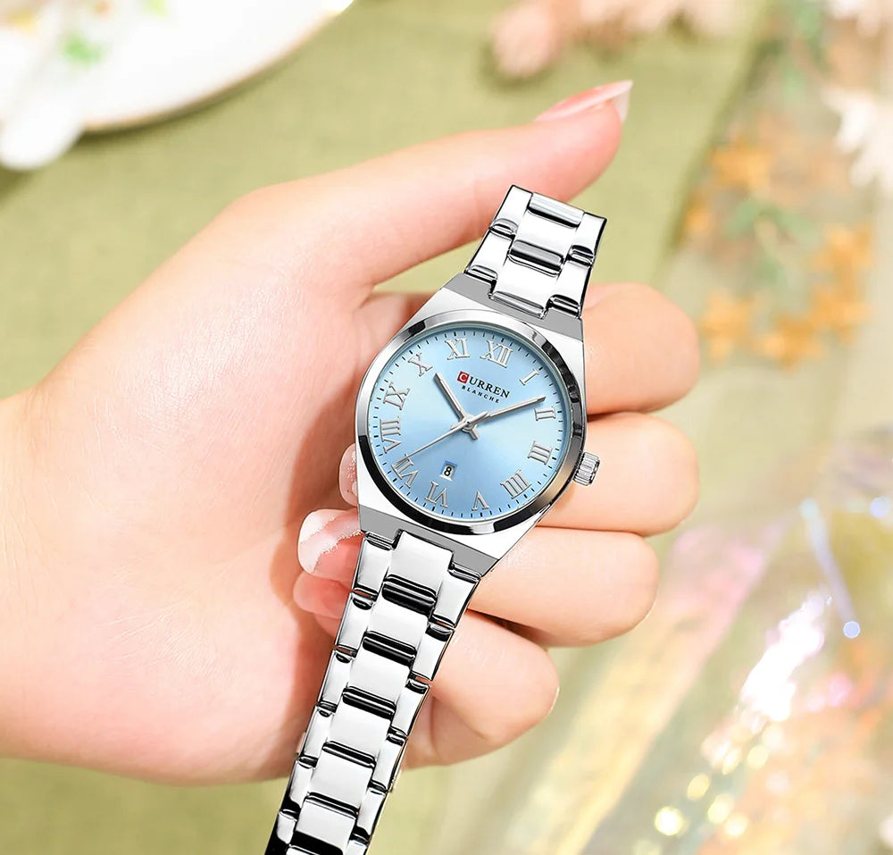 Relojes CURREN de lujo para mujer, relojes de pulsera de cuarzo de acero inoxidable informales a la moda para mujer, regalo para novia resistente al agua