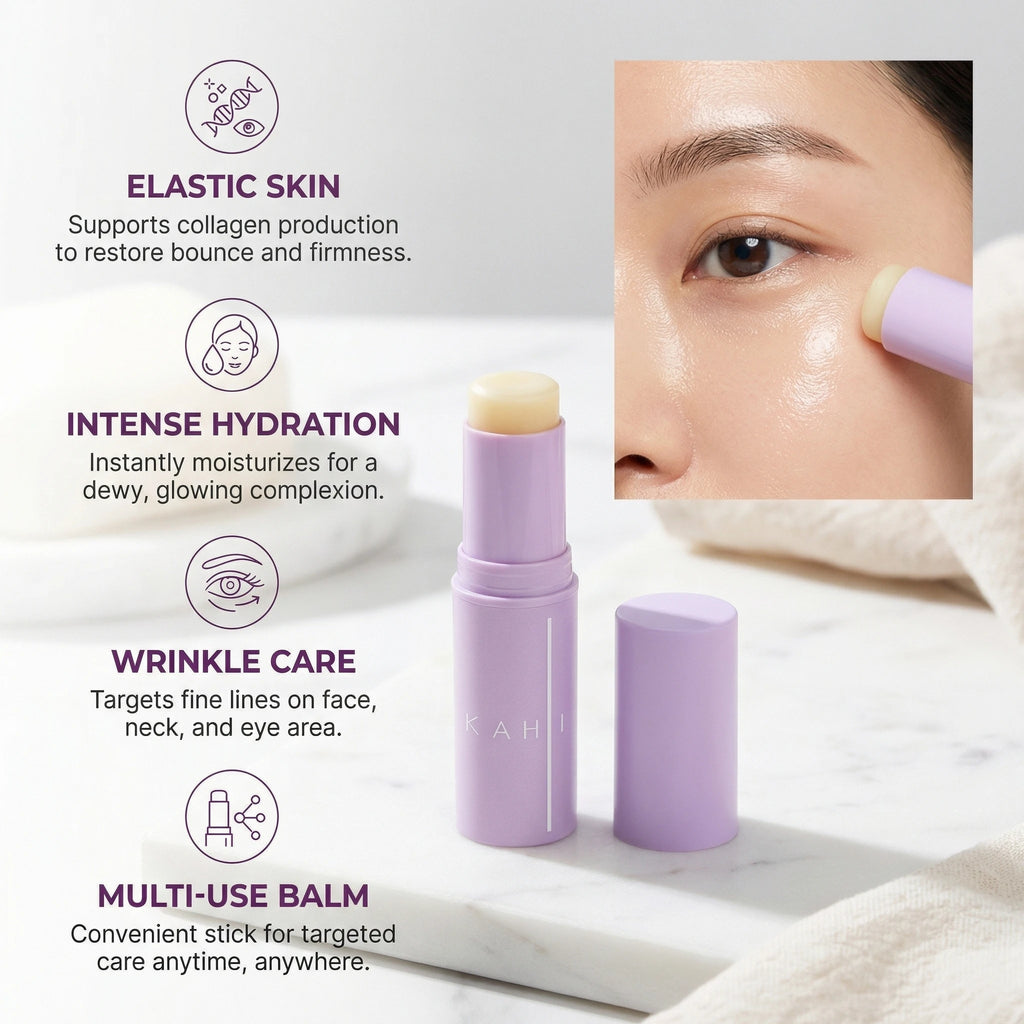 KAHI Bálsamo en Barra para Ojos con Acetil Hexapéptido 8, Reducción de Ojeras y Arrugas, Cuidado Anti-Hinchazón, Masajeador con Cabeza Metálica, Cuidado Facial Coreano