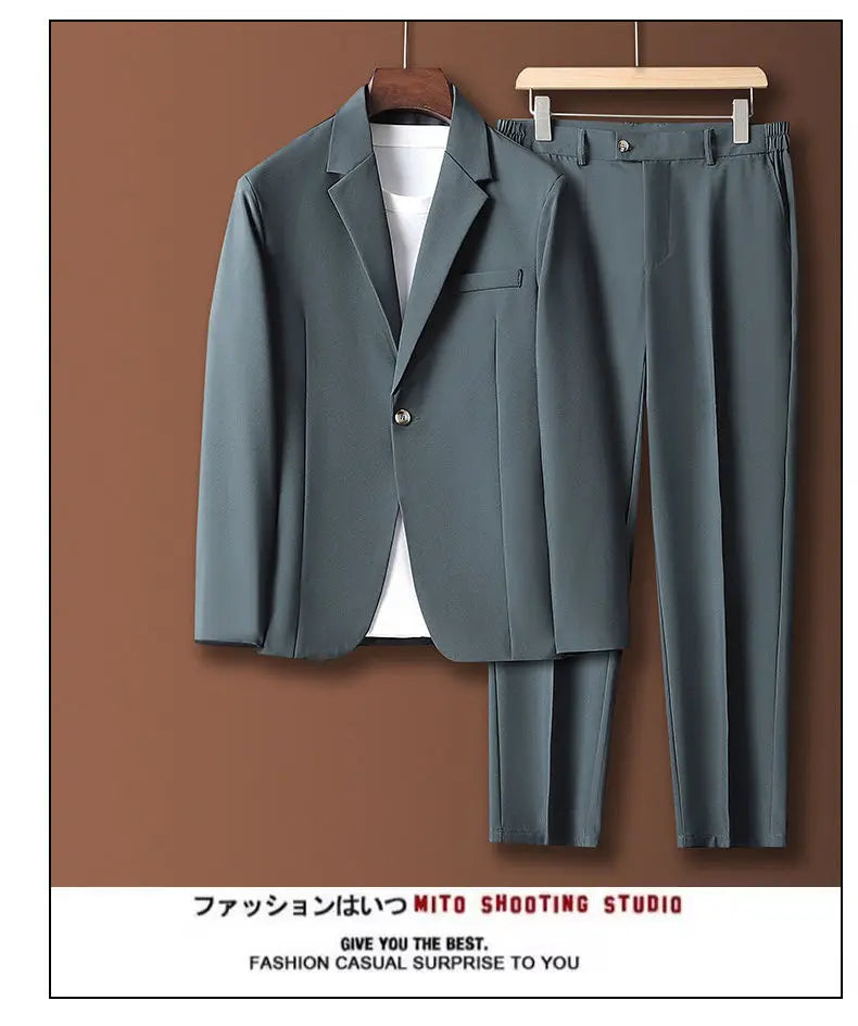 Chaqueta de traje informal para hombre, estilo coreano, holgada, a la moda, con un solo pecho y hombros, primavera y otoño, elegante