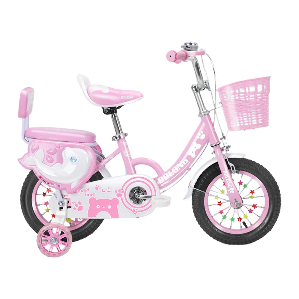 Bicicleta para niños de 12 a 20 pulgadas, con ruedas de entrenamiento, red protectora, Fash Wheel