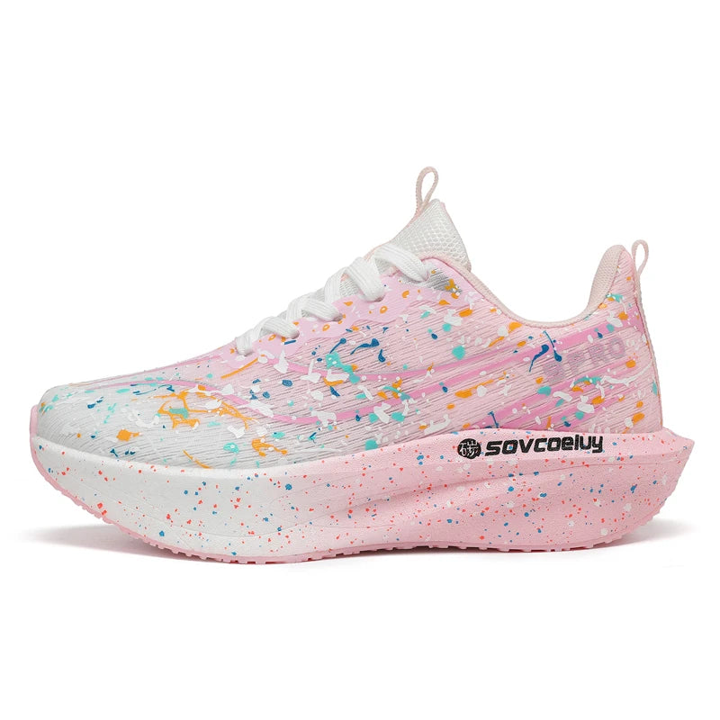 Zapatillas Deportivas para Mujer con Placa de Carbono Degradada, Amortiguadoras, Transpirables, Ligeras y Antideslizantes