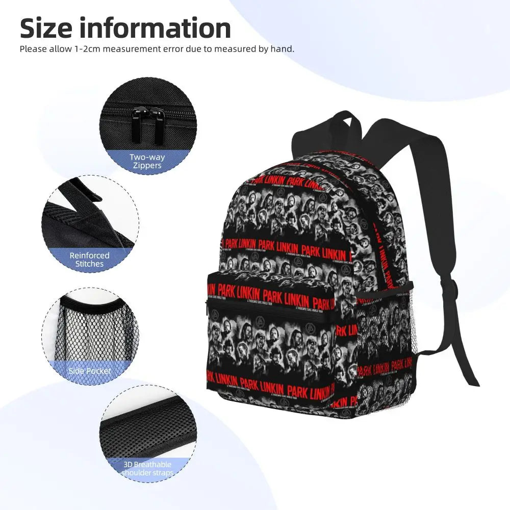 L-Linkin-S P-Park-S Band Mochila para estudiantes Mochila escolar Mochila de viaje para senderismo para niños y niñas Mochila de moda Bolsos de hombro